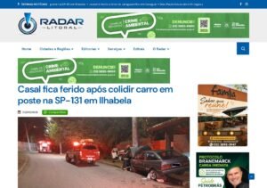 Casal fica ferido após colidir carro em poste