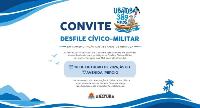 Desfile dos 389 anos de Ubatuba acontece nesta quarta-feira, às 8h, na Avenida Iperoig